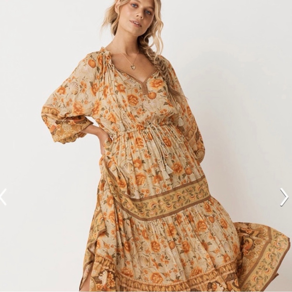 Spell Seashell ( Sand ) Midi NWOT Long Sleeve Dress Size M - Picture 4 of 11